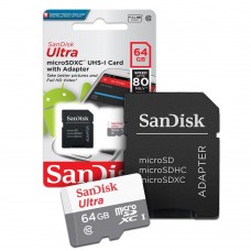 MICRO SD 64GB SANDISK CLASSE 10 C/ ADAPTADOR 