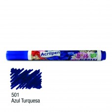CANETA TECIDO AZUL TURQUESA - ACRILEX 