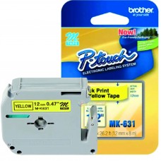 FITA ROTULADOR BROTHER 12MM PRETO SOBRE AMARELO MK631 - ORIGINAL