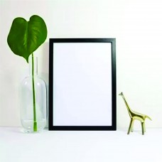 MOLDURA A4 MADEIRA E VIDRO - PRETO