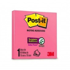 BLOCO ADESIVO 76X76 90FLS 654 PINK NEON 3M
