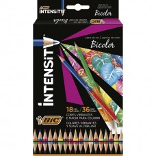 LAPIS DE COR SEXTAVADO INTENSITY BICOLOR 18 LAPIS E 36 CORES - BIC