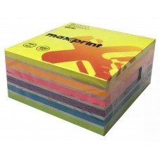 BLOCO ADESIVO CUBO COLORIDO NEON 76MMX76MM C/ 400FLS - MAXPRINT